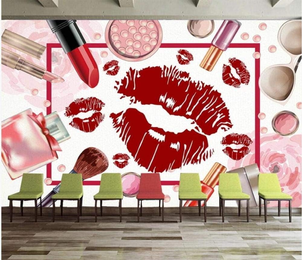 Rote Lippen Kosmetik Make-Up Schönheit Nail Art 3D Tapete Poster Restaurant Schlafzimmer Wohnzimmer Sofa TV Dekorative Wand-430cm×300cm