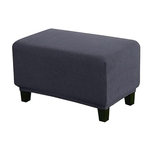 Crepundia Abnehmbarer Waschbarer Stuhlabdeckung, Rechteckiger Hocker abdecken elastische Fußstütze Slipcover for Home Sofa Fußstützeschutz(Dark Grey,S)