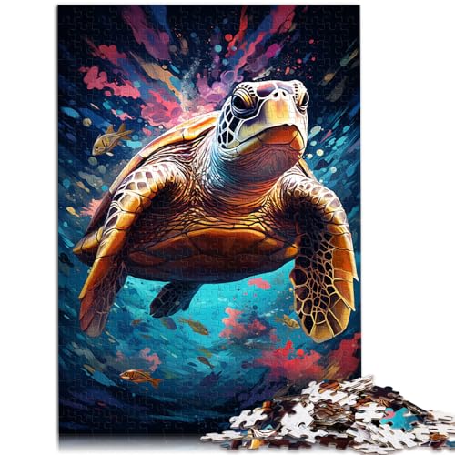 Puzzle für farbenfrohe Zeichnung, Schildkröte, 1000 große Teile, Puzzle für Erwachsene, Holzpuzzle, Geburtstagsgeschenk, Geschenke für oder, Wandkunst, 1000 Teile (50 x 75 cm)