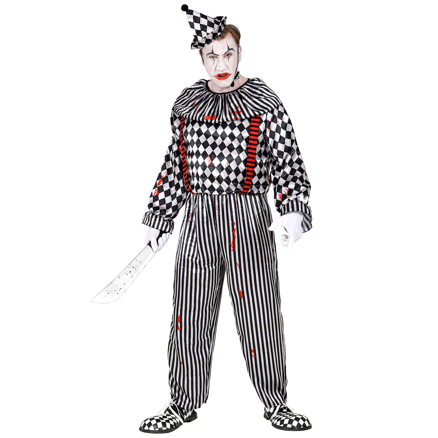 W WIDMANN MILANO Party Fashion - Kostüm Retro Clown, Horror, Killer Clown, Harlekin, Psycho, Halloween