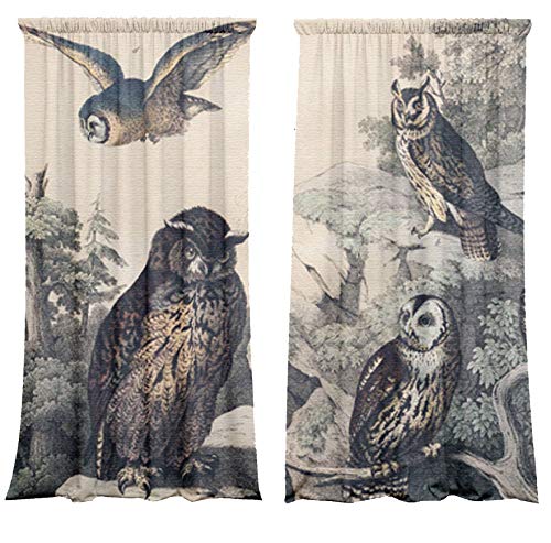 Vorhang-Set mit Tunnelzug, Blickdicht (2er Set) Owls