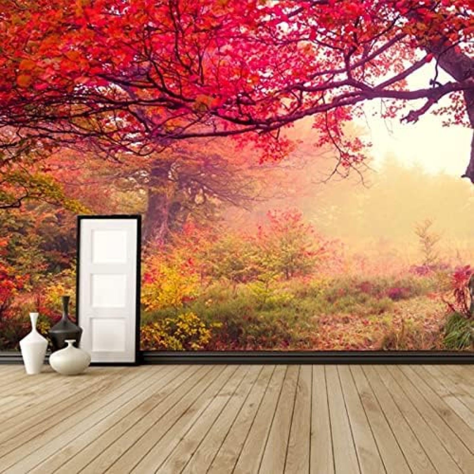 XLMING Waldgarten Cafe Dekoration Landschaft 3D Tapete Wohnzimmer Sofa Schlafzimmer Esszimmer Home Dekoration Wand-430cm×300cm