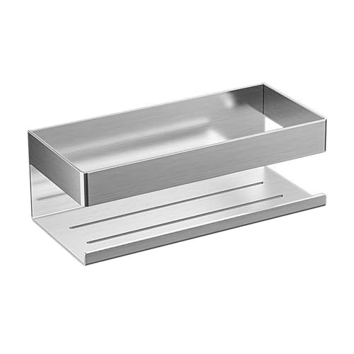 Badezimmerregal für Bad und Küche Duschregale fürs Badezimmer, an der Wand befestigter selbstklebender Dusch-Organizer, Duschcaddy aus Edelstahl ohne Bohren, Badezimmerzubehör Duschablage(Silver)