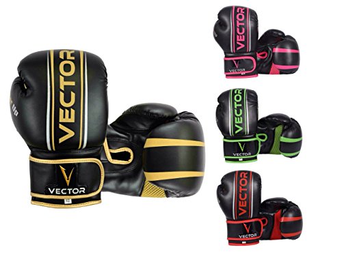 Vector Sport Boxhandschuhe aus Maya-Leder, handgefertigt, für Boxen, Kickboxen, Sparring, Training mit Boxsack, 8–16 Unzen (227 - 454 g), gold, 227 g