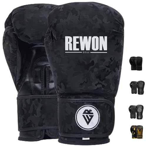 REWON Boxhandschuhe Muay Thai Handschuhe Punchinghandschuhe 8oz-16oz für Männer und Frauen Training Kickboxen Sparring Kampfsport Fitness MMA Boxsack Sandsack