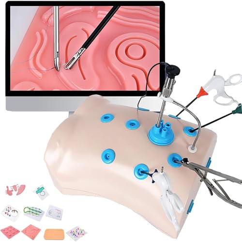 Laparoskopische Chirurgie-Simulator-Kit, chirurgisches Simulator-Kit, mit 10 Trainingsmodulen + 4 chirurgischen Werkzeugen, HD-Bildern, geeignet für die Ausbildung von Medizinstudenten