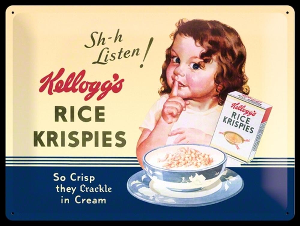 Nostalgic Art 23134 Kellogg's Sh-h Listen, Blechschild, 30 x 40 cm, Bunt