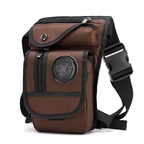 Beintasche Herren Motorrad Taille Tasche Mode Leinwand Drop Beinbeutel Muiti Funktionale Messenger Umhängetasche Motorrad Stil Tasche Motorrad Beintasche(Color:Brown)