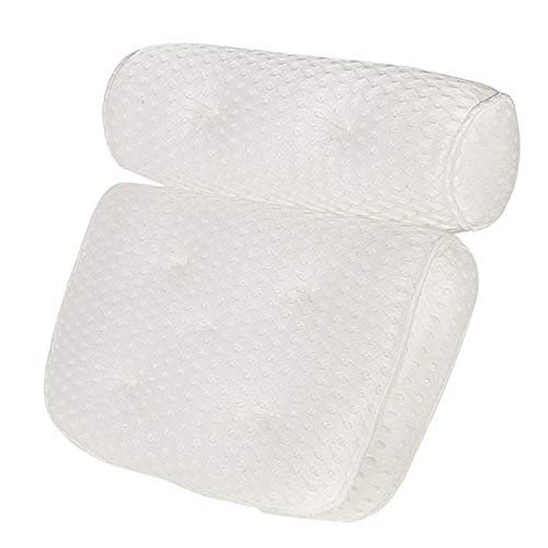 AIHEDOUJ Badewannenkissen Ergonomisches Home Hotel Badewannenkissen mit Saugnapf Badewannenkissen Kissen Badzubehör (Farbe: Weiß, Größe: 35,5 x 40 cm)