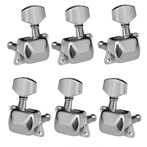 Strings Tuning Pegs Mechaniken Für Gitarre 6er-Pack Stimmwirbel für Gitarrensaiten, halbgeschlossene Stimmmechaniken (Color : Silver)