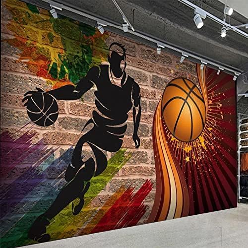 XLMING Basketball Kacheln Wandkunst Restaurant Cafe Bar Ideen 3D Tapete Home Dekoration Wohnzimmer Sofa Schlafzimmer Tv Hintergrund Wand-300cm×210cm