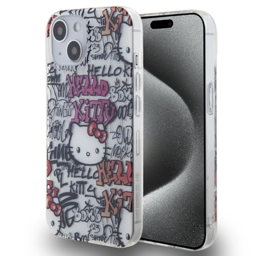 CG MOBILE Hello Kitty Rückseitenschutz für iPhone – Graffiti Tags – Weiß (iPhone 15)