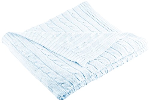 Mud Pie Knit Blanket, Light Blue Cable by Mud Pie