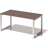 BISLEY Cito Schreibtisch, 740 mm höhenfixes O-Gestell, Metall, Wn396 Dekor Nußbaum, Gestell Verkehrsweiß, 80 x 160 x 85 cm