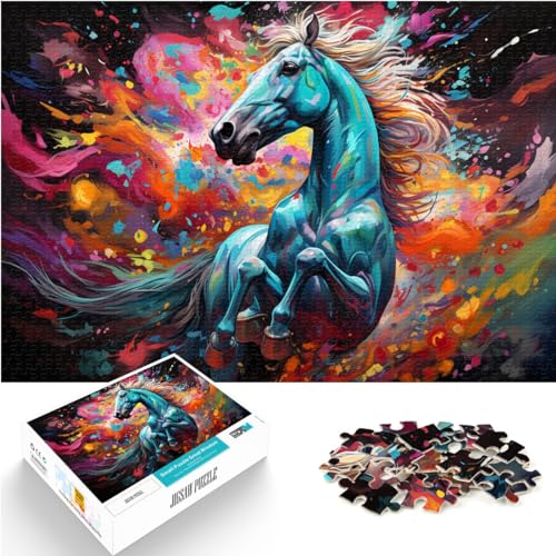 Puzzle, buntes, hübsches Pferd, Puzzle für Erwachsene, 1000 Stück, Holzpuzzle, Spielzeug, Puzzle, Lernspiele, Stressabbau-Puzzle, 1000 Teile (50 x 75 cm)