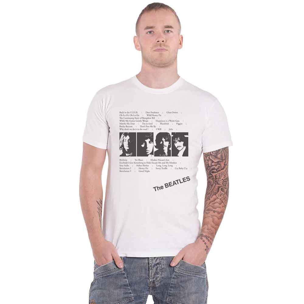 The Beatles T Shirt Weiß Album Tracks Nue offiziell Unsex Weiß XL