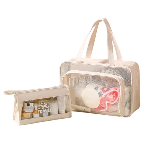 Transparente Make-up-Tasche, Nass-/Trockentrennung, Reise-Make-up-Kosmetiktasche, tragbare Make-up-Tasche, Organizer, Kulturbeutel, Make-up-Organizer für Damen, beige, Refer to description, Unisex