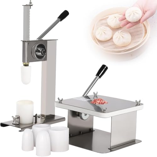 Baozi Maker Halbautomatische Brötchenmaschine aus Edelstahl, gedämpfte gefüllte Brötchenherstellungsform, Kochwerkzeug-Sets, für gewerbliche Restaurants, Küche, Haushalt mit 3-teiliger Form