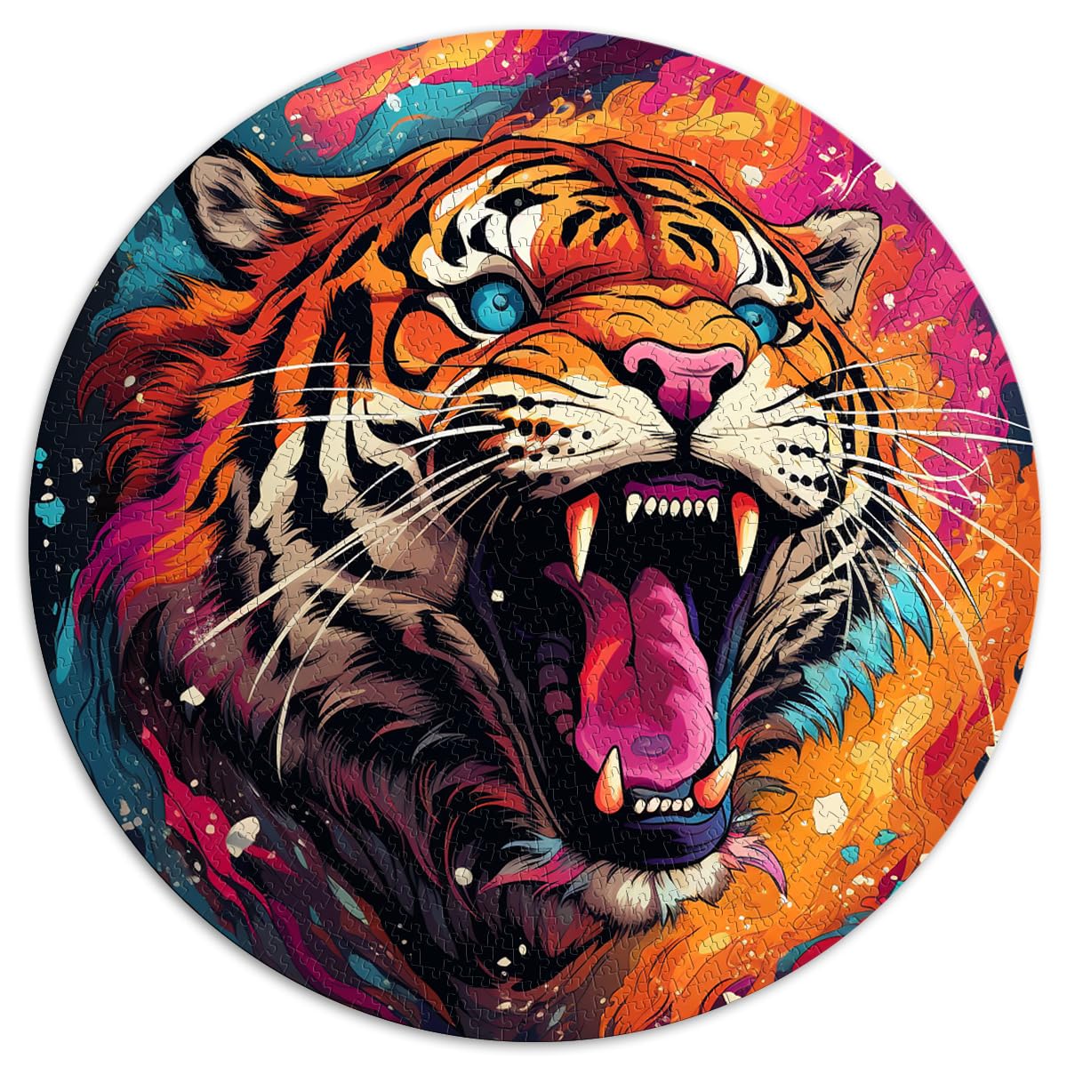 Puzzles Fierce Cosmic Tiger 1000-teiliges Premium-Puzzle 67,5 x 67,5 cm Puzzles Geschenke Spielzeug Puzzles Lernspiele Stressabbau-Puzzles