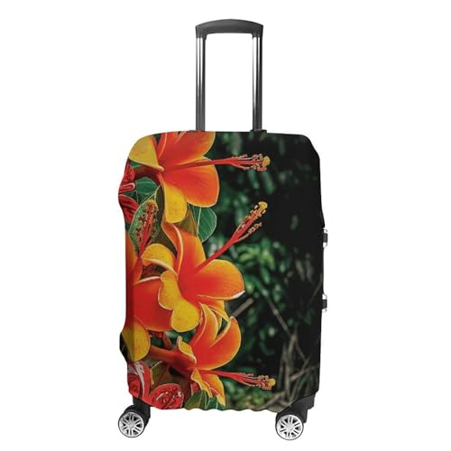 CSGJMYGS Reisegepäckabdeckung, elastisch, waschbar, modisch, kratzfest, Hawaii-Blumen, Koffer-Schutz, passend für 45,7 - 81,3 cm Gepäck, Hawaii Flowers, XL