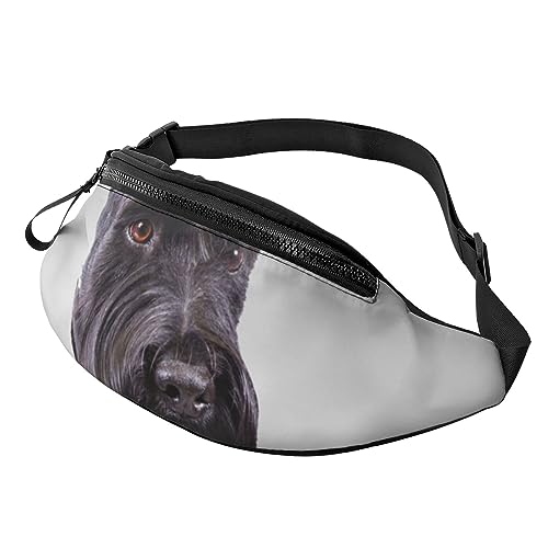 HSJFS Modische Hüfttasche mit Totenkopf-Rosen-Aufdruck, verstellbarer Gürtel, lässige Brusttasche, Süßer Schnauzer-Hund, Einheitsgröße