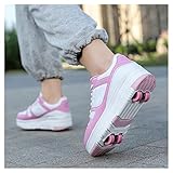 Kinderschuhe Mit Rollen Laufschuhe Sportschuhe Schuhe Mit Rollen Für Junge Mädchen Rollschuhe Skateboard Schuhe Geschenk für Kinder,Pink-32