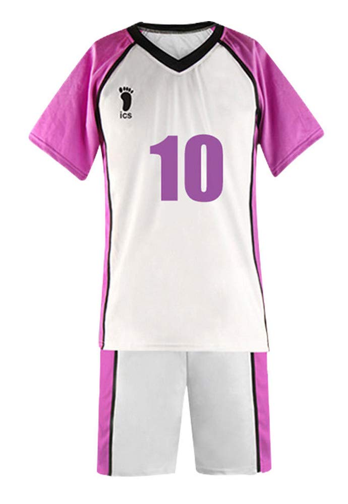 QYIFIRST Shiratorizawa Academy Volleyball Club Kenjirou Shirabu No.10 Jersey Set T-Shirt Shorts Suit Cosplay Kostüm Weiß M