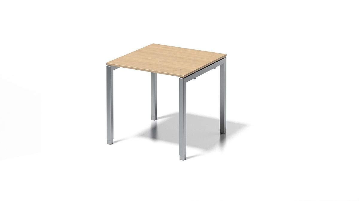 BISLEY Cito Schreibtisch, 650-850 mm höheneinstellbares U-Gestell, Metall, Mp355 Dekor Ahorn, Gestell Silber, 80 x 80 x 85 cm