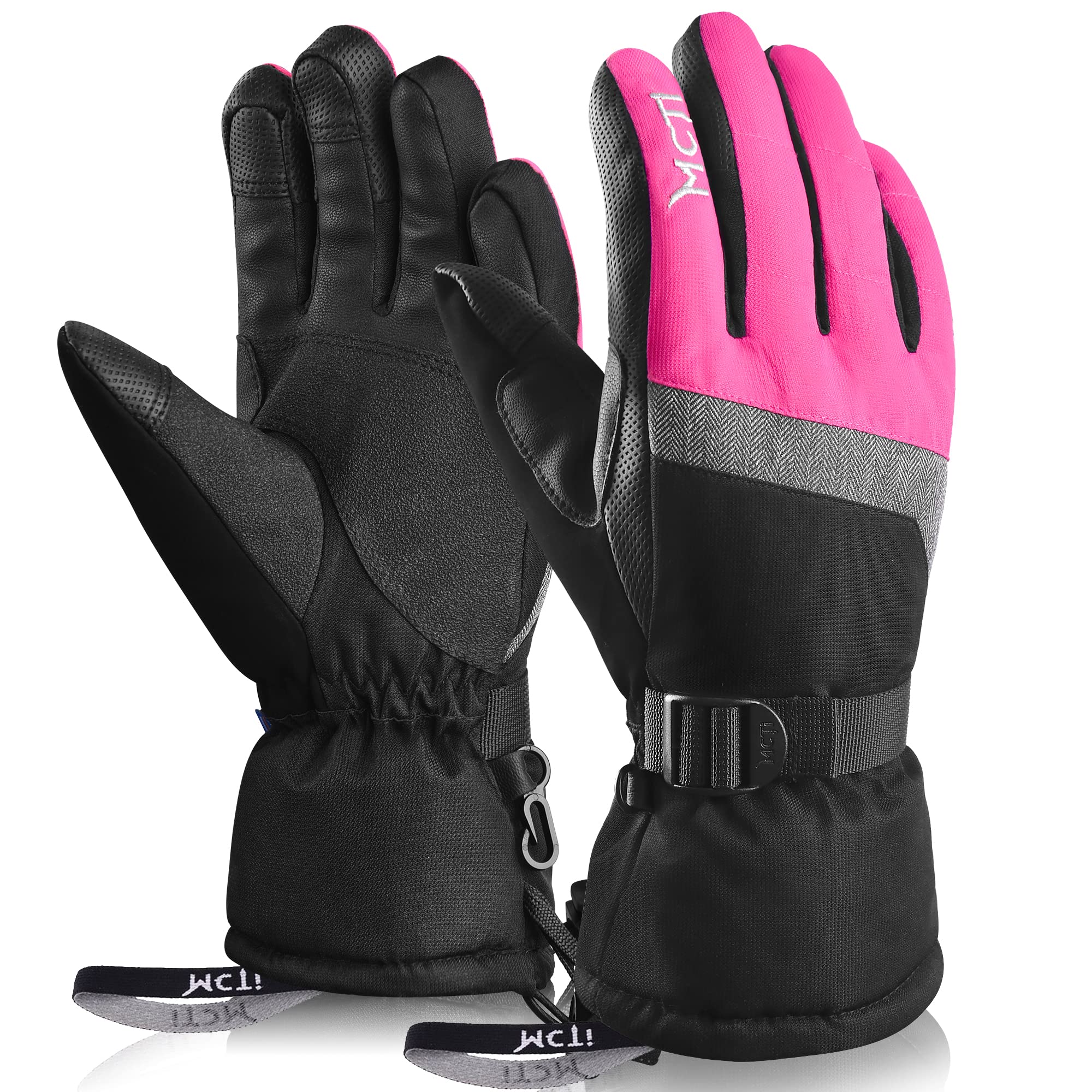 Kineed Skihandschuhe Damen Touchscreen Winterhandschuhe Wasserdicht Snowboardhandschuhe Winter Warm Schnee Handschuhe Winddicht 3M Thinsulate Rosa S …