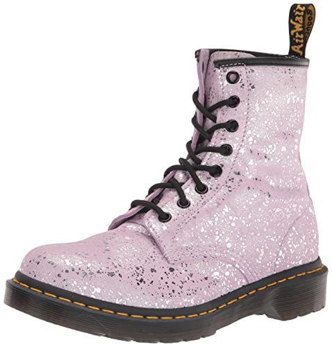 Dr. Martens Damen 1460 8 Eye Boot Fashion Boot, Lilac Metallic Farbspritzer Wildleder, 9