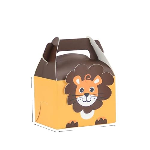 10 Stücke Cartoon Tier Pralinenschachtel Dschungel Fuchs Elefant Hund Keks Verpackung Box Kinder Hochzeit Geburtstag Party Dekorationen-10 stücke-löwe