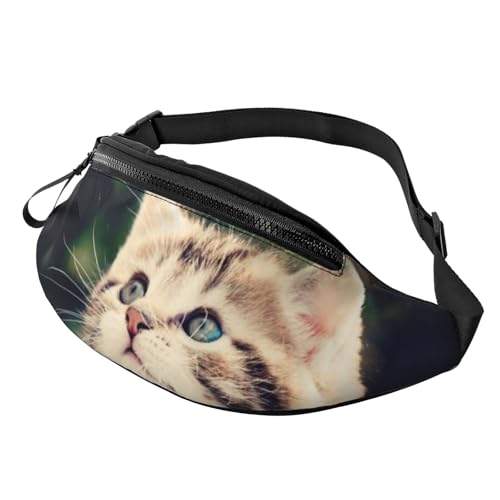 HSJFS Modische Hüfttasche mit Motiv Wolf heulender Mond, verstellbare Hüfttasche, lässige Brusttasche, katze, Einheitsgröße