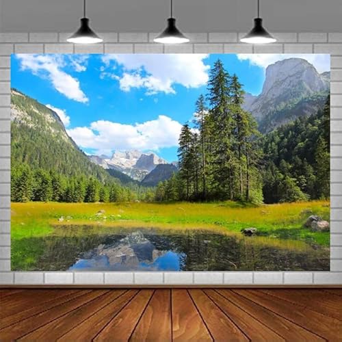 Berg- Und Seefotografie Hintergrund Blauer Himmel Weiße Wolken Hintergrund Frühling Österreich Europa Naturlandschaft 150x100