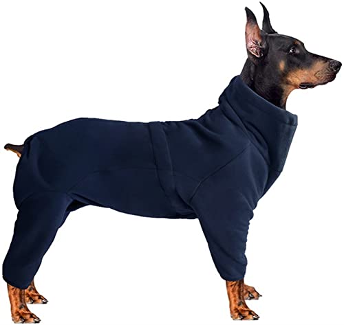 Hundemantel Winter Dick Warm, Hund Fleece-Pullover mit Beinen, Einstellbare Haustier Kapuzenpullis Rüde/Hündin Overalls für Corgi, Geeignet für Welpen Kleine Mittlere Große Hunde ( Color : Blau , Size