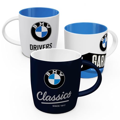 Nostalgic-Art Retro Kaffee-Becher, 330 ml, BMW – Classics (3er-Set) – Geschenk-Idee für BMW Accessoires Fans, Original Lizenzprodukt (OLP), Keramik-Tasse, Vintage Design