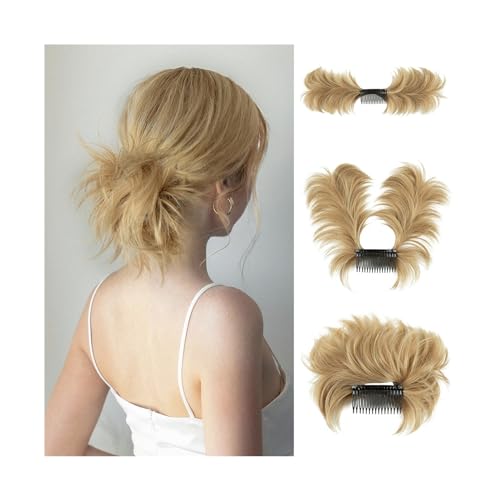 Haarteile Haarknoten Clip-In-Haarteile, Donut-Hochsteckfrisur, Kunsthaar-Dutt-Extensions, unordentliches lockiges Haar, Chignon, Haargummis, Haarteile for Frauen Brötchen Haare(22 613)