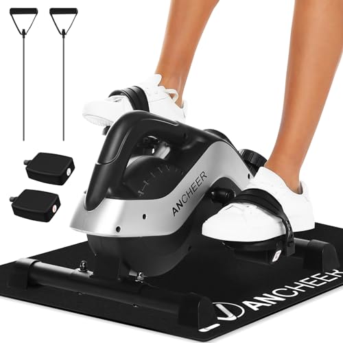 ANCHEER Mini Heimtrainer, Arm- und Beintrainer Pedaltrainer, Hometrainer Fahrrad fitnessgeräte sportgerät für zuhause mit 8 Widerstandsstufen & LCD-Monitor (【Zubehör aufgerüstet】 PE-Bike)