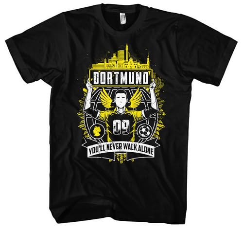 Dortmund Forever Herren T-Shirt | Sport Shirt Stadt Dortmund Fanartikel Trikot Geschenke Ultras Skyline | Schwarz (3XL)