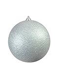 EUROPALMS Dekokugel 20cm, silber, glitzer | Dekokugel aus Kunststoff für Innendekoration