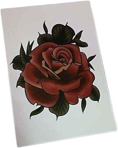 Tätowierung, temporäre Tätowierungen, Wunderschöne Tattoo-Aufkleber, 3 Blatt, Gothic-Rote Rose, temporäre Tattoo-Aufkleber, Blumen-Arm-Hand-Rücken-Narbe, die Punk-Stil-Fälschungs-Tattoos abdeckt (Col