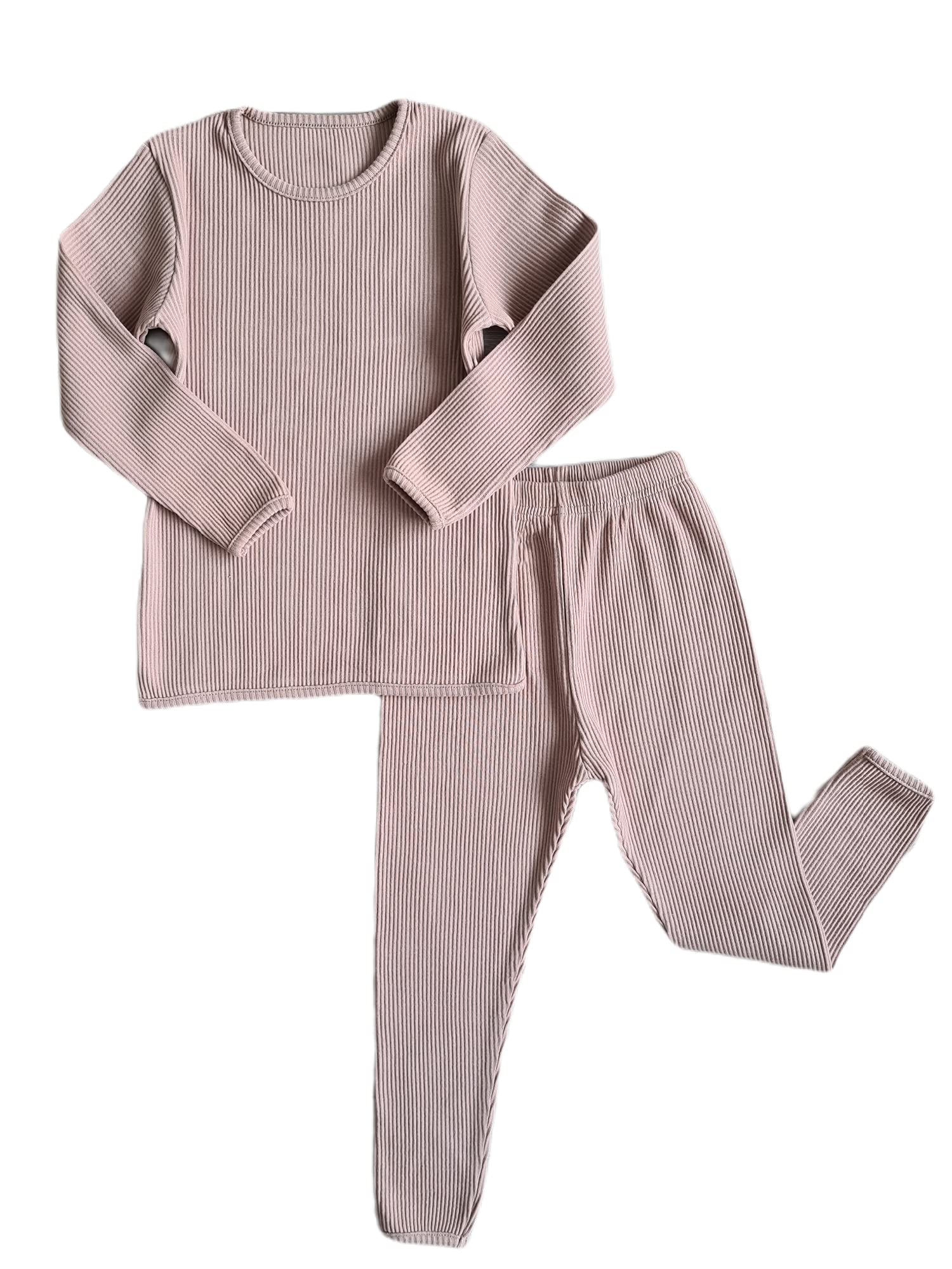 DreamBuy 20 Farben Gerippter Pyjama/Trainingsanzug/Loungewear Unisex Jungen und Mädchen Pyjamas Babykleidung Pyjamas für Damen und Herren Pyjamas (Samtmokka, M)