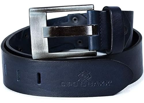 Cipo & Baxx Herren Ledergürtel Echt Leder Belt Gürtel Leather C-2163 Dunkelblau 100cm