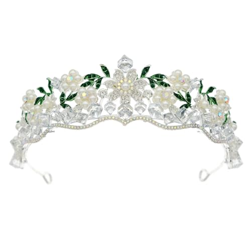 Qsvbeeqj Zarte Tiaras mit floralen Nieten, unverwechselbare Metalllegierung, Blumenkronen, verziert mit funkelnden Strasssteinen für Damen