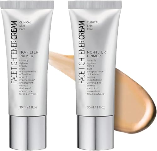 Face Tightener No-Filter Primer, Skin Tightener Primer Face Makeup, Instant Firm Foundation, Mattifying Primer with Shine Control, Lasting Refreshing Moisturizing (2pc, 30ml)