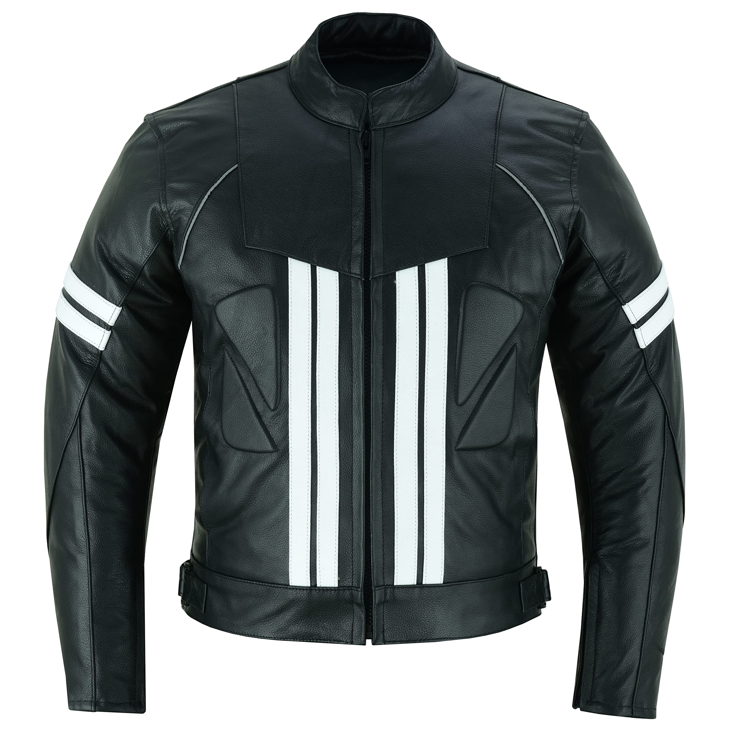 PROANTI Leder Motorradjacke Biker Jacke sportliche Motorrad Racing Lederjacke - XL