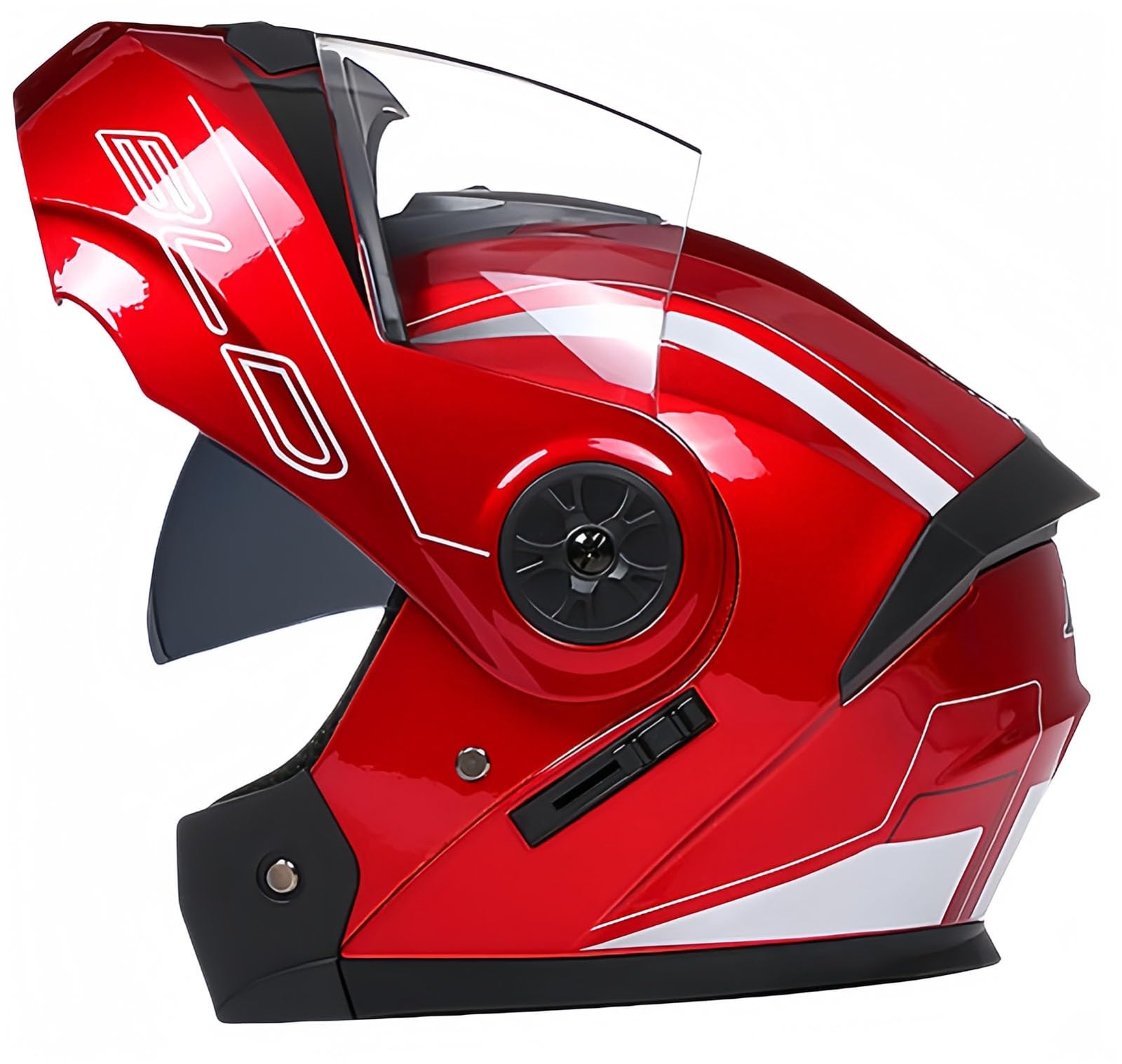 Klapphelm mit Doppelvisier, Integral-Motorradhelm, beschlagfrei, Motorrad-Roller-Helm, Doppelspiegel, Herren-Damen-Helm, ECE-geprüft C,M57-58CM