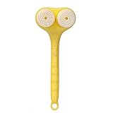 Elektrische Duschkörperbürste, 5-in-1-Badebürste mit langem Griff, rotierende Hautbürste aus weichem Silikon für Körperreinigung, Peeling, SPA-Massage (yellow)