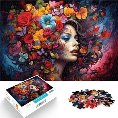 Puzzles, farbenfrohe Frauenkunst, Puzzles für Erwachsene, 1000 Puzzles, Holzpuzzle, jedes Teil ist einzigartig – anspruchsvolles, unterhaltsames Familienspiel, 1000 Teile (50 x 75 cm)