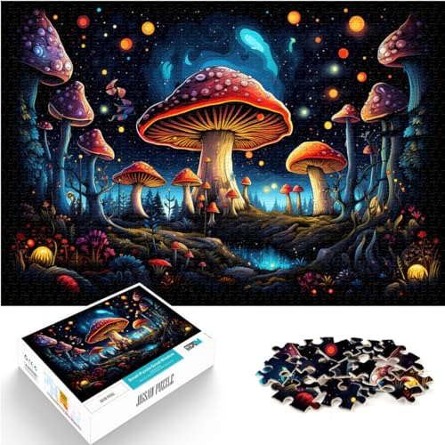 Puzzles für exotische bunte Pilze, 1000-teiliges Puzzle für Erwachsene, Holzpuzzle mit passendem Poster und Wissensblatt, 1000 Teile (50 x 75 cm)