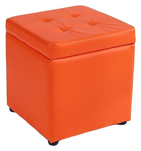 RAABYU Fußstütze Kunstleder Aufbewahrung Fußhocker Pouf Sitzbank,Würfel Mit Scharnier Top Organizer Box Pouf Truhe Einzelsitz-blau 30x30x35cm